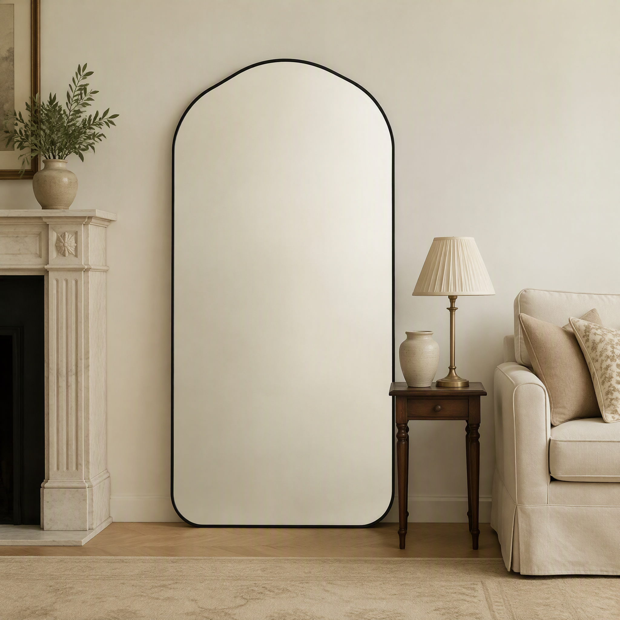 Black Wrought Iron Drop Arch Full-Length Standing Mirror | 100cm x 200cm
