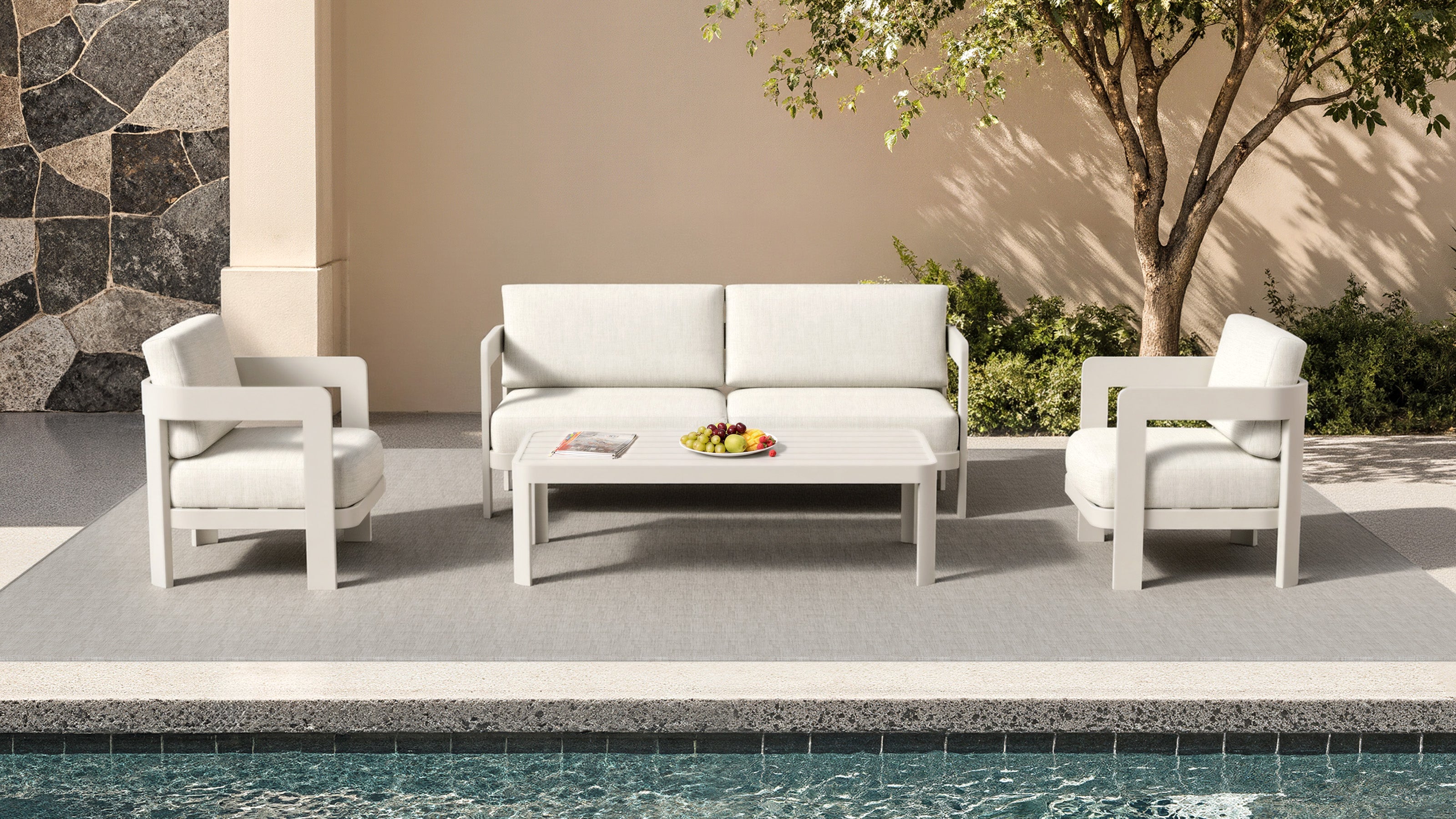 The Bowdon Premium 5-Seater Aluminium Lounge Set with Coffee Table – Architectural Taupe