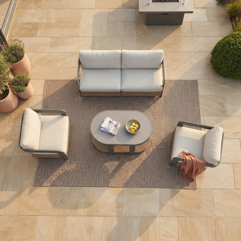 The Alderley Premium 5-Seater Aluminium and Rope Lounge Set with Coffee Table – Charcoal & Slate Grey