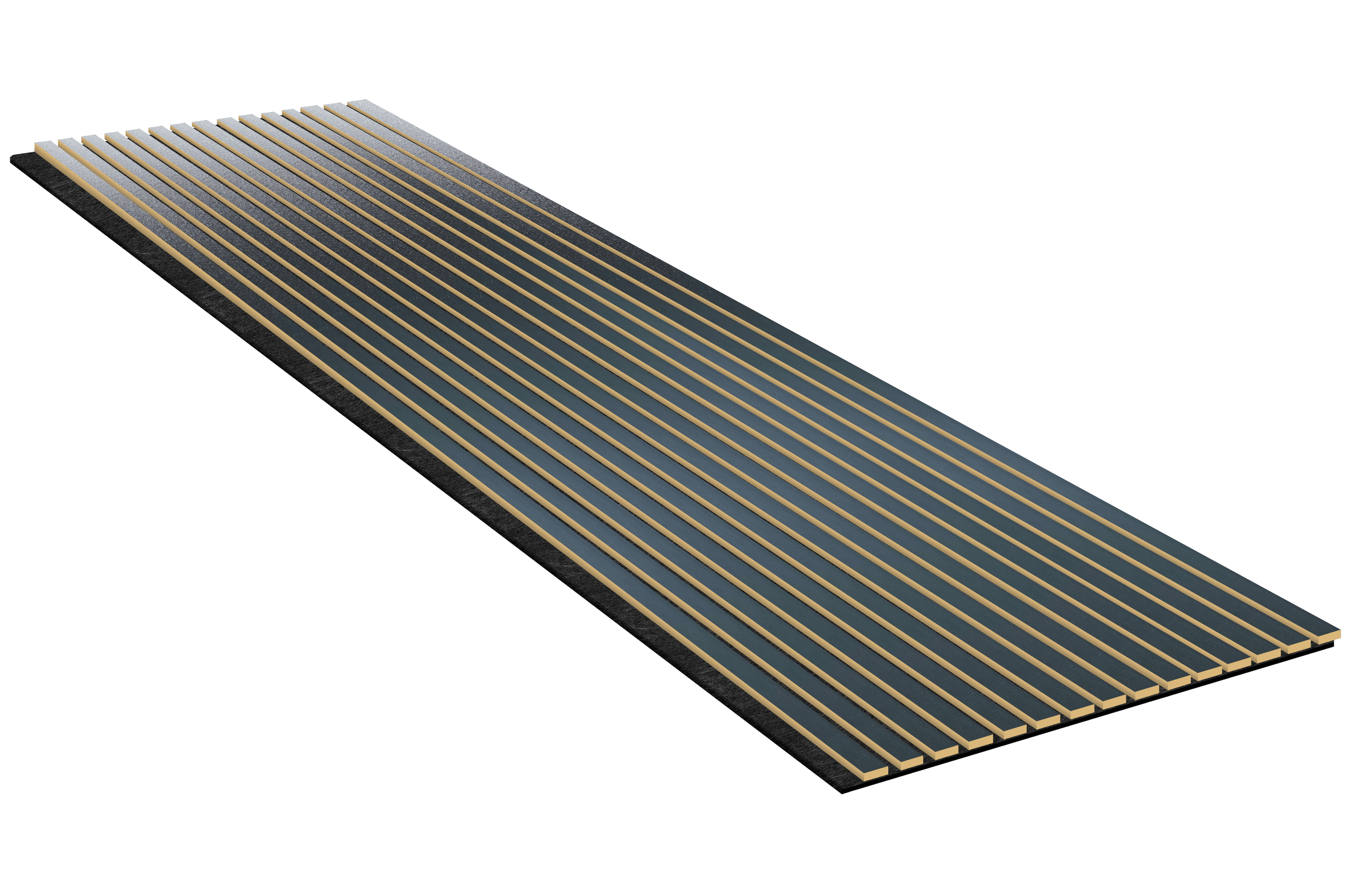 Acoustic Slatted Wall Panel 240 x 60cm - Slimline Profile - Black