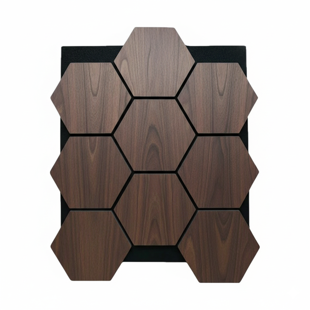Hexagonal Acoustic Wall Panels | 700mm x 570mm | Walnut x 1 Panel