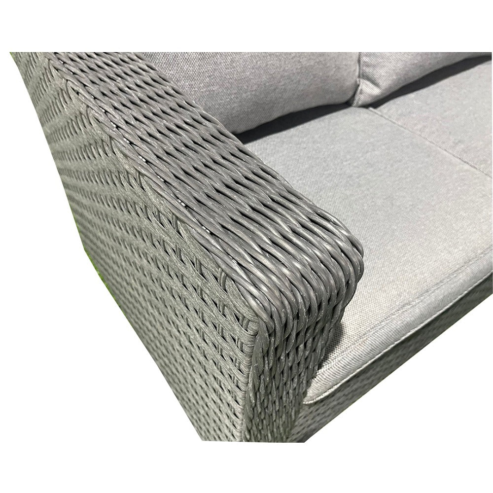 L-Shaped Rattan Garden Corner Sofa Set with Integrated Ice Bucket Coffee Table - Light Grey