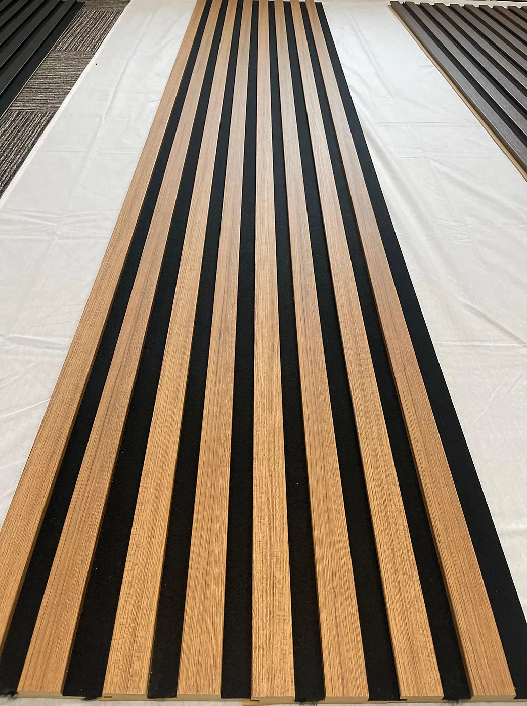 244cm x 60cm MDF Premium Acoustic Wall Panel Teak Oak