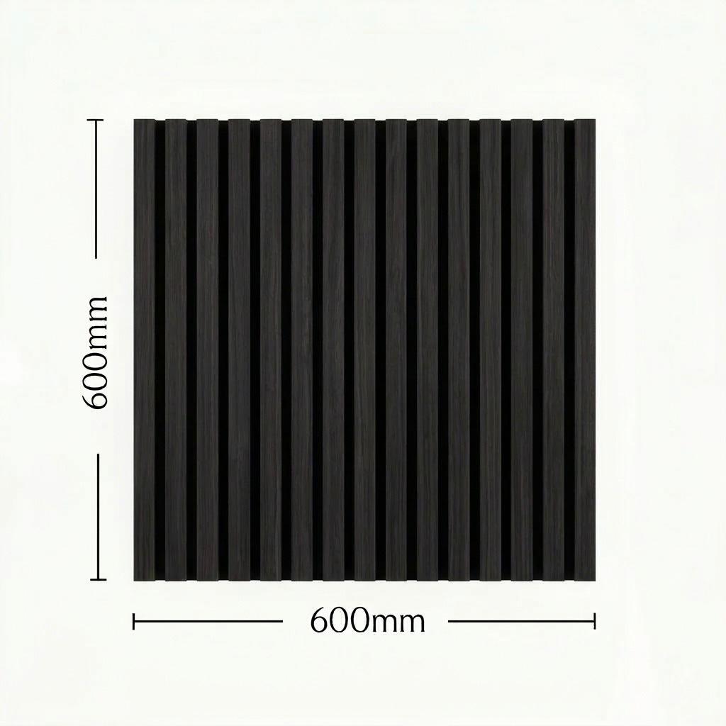Acoustic Slatted Wall Panel 600mm x 600mm - Black