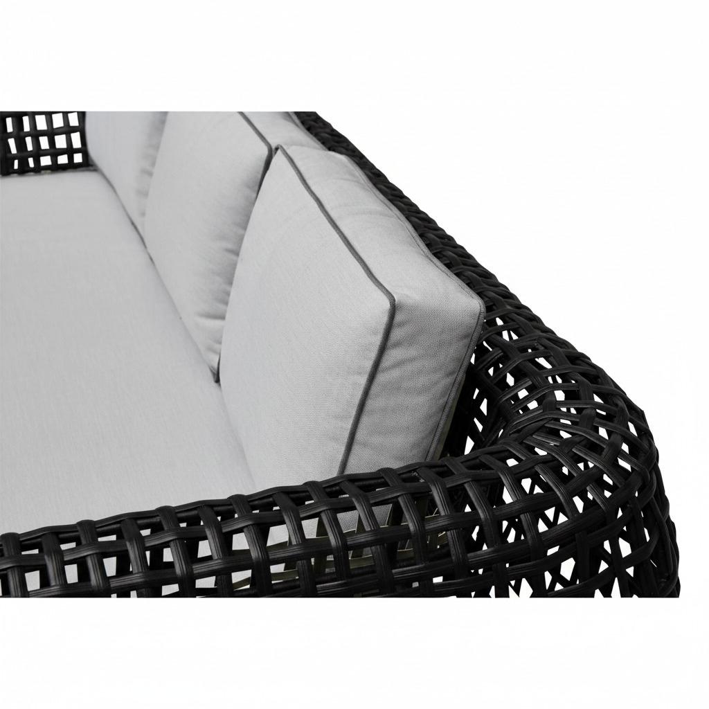 The Oxford Premium 5-Seater Rattan Sofa Set with Glass-Top Coffee Table - Black