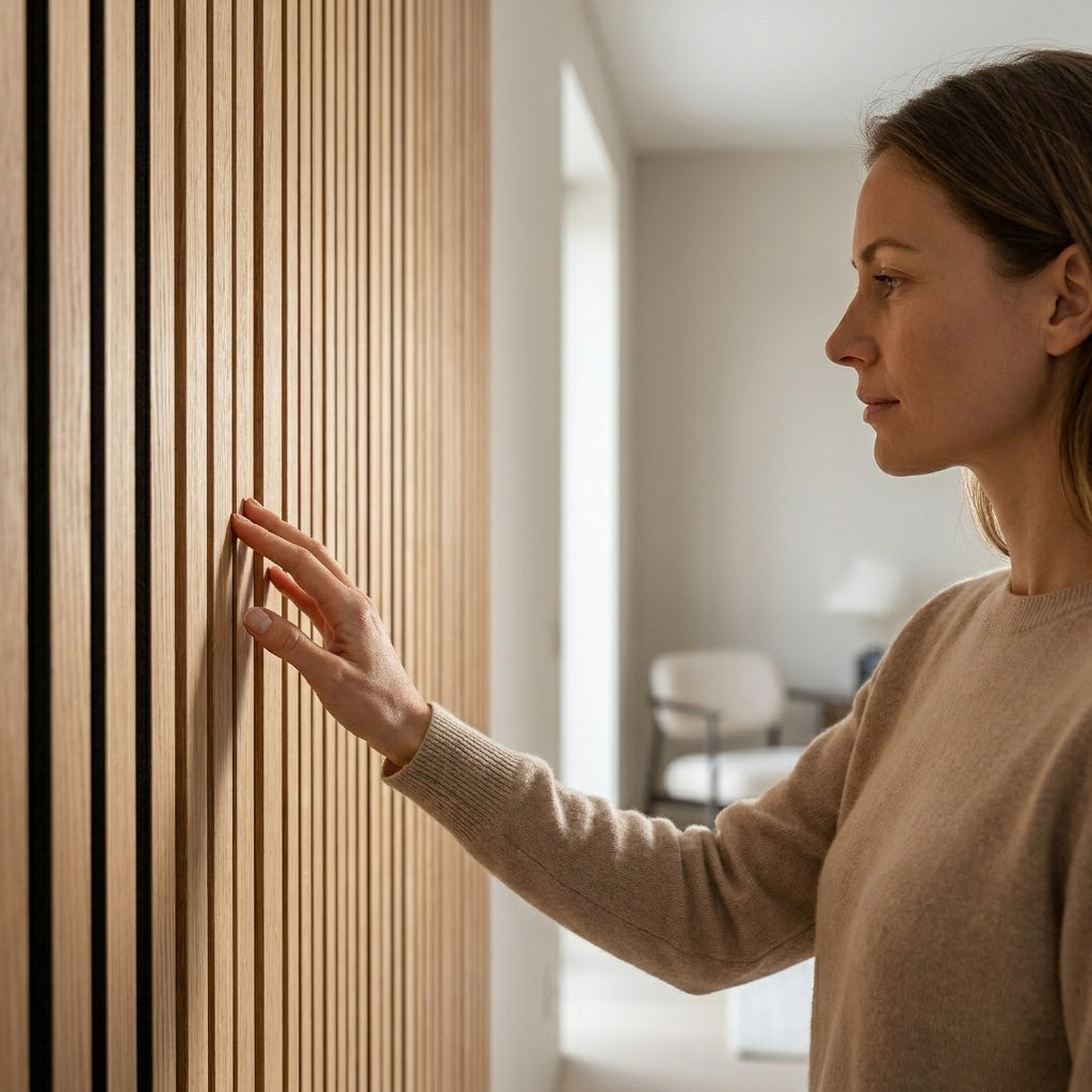 Acoustic Slatted Wall Panel 2400mm x 600mm - Canadian Teak Oak x 1 panel