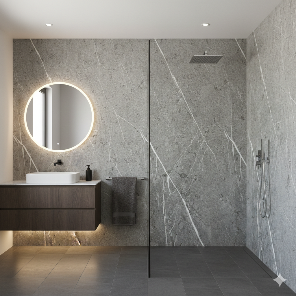 10mm Bathroom Shower Wall Panels | 240cm X 60cm | Dark Grey | 100% Waterproof