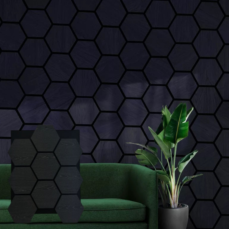 Hexagonal Acoustic Wall Panels | Pack Of 5 | 700mm x 570mm | Dark Grey