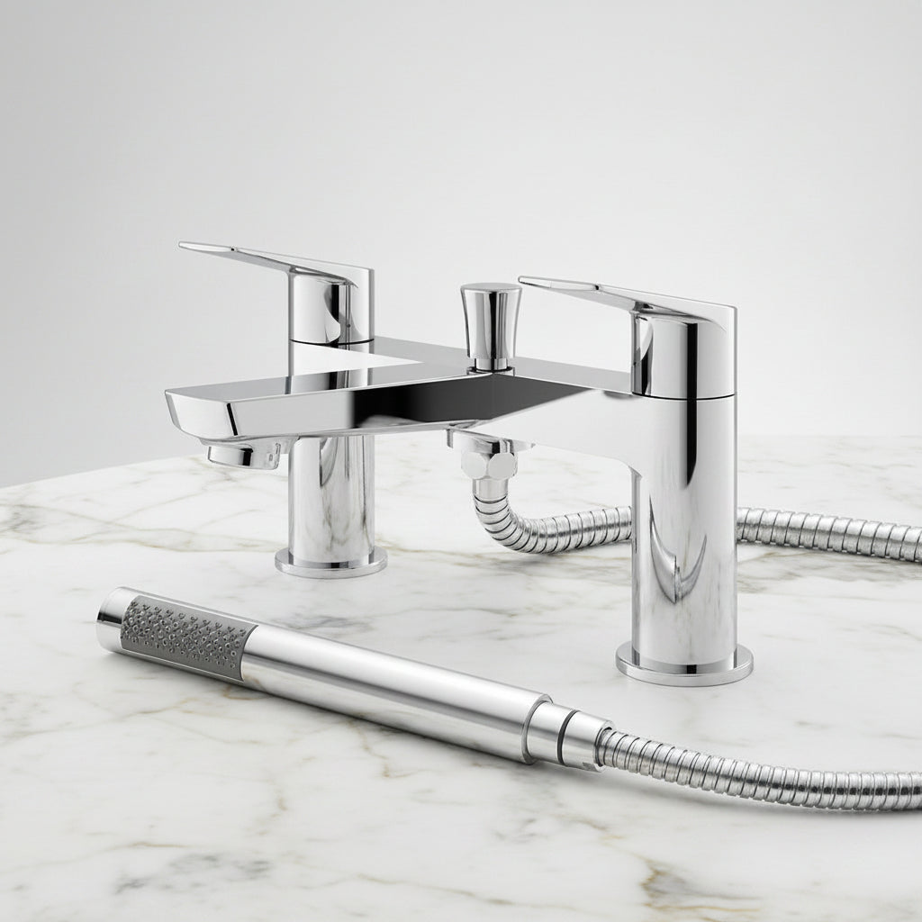 Hudson Reed Drift Deck Mounted Bath Shower Mixer + Shower Kit