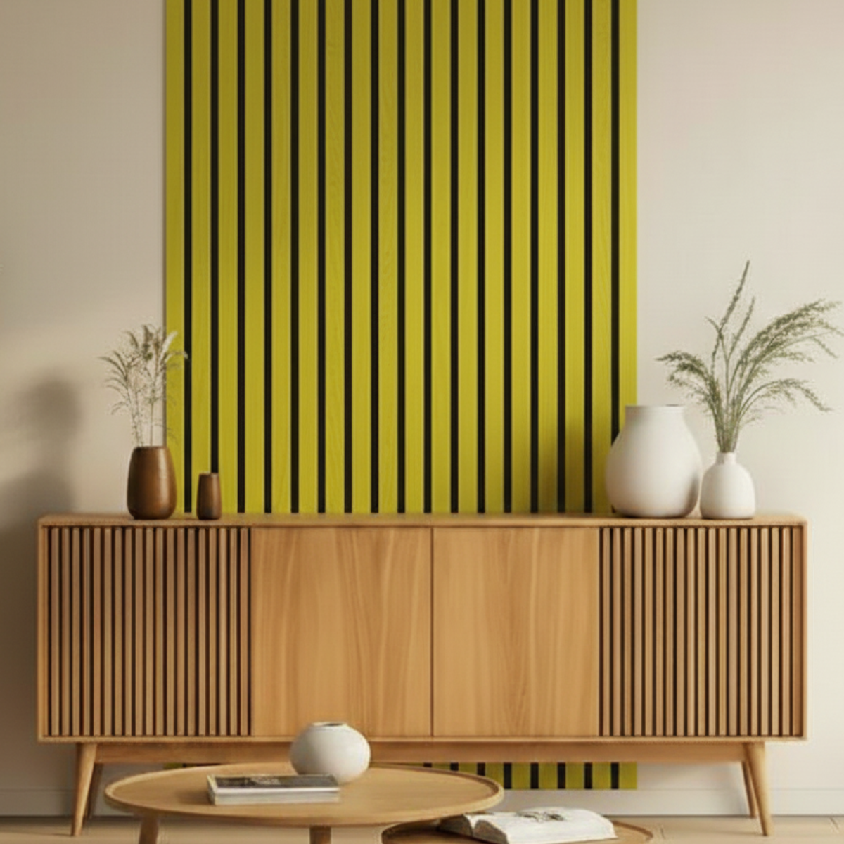 Acoustic Slat Wall Panels | Premium ExtraWide Slats | 240cm x 60cm | Gold