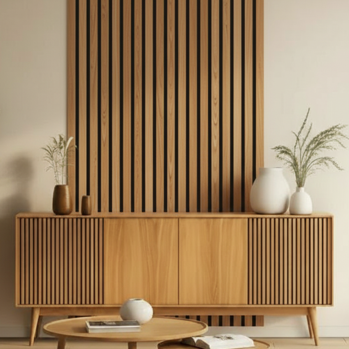Acoustic Slat Wall Panels | Premium ExtraWide Slats | 240cm x 60cm | Teak