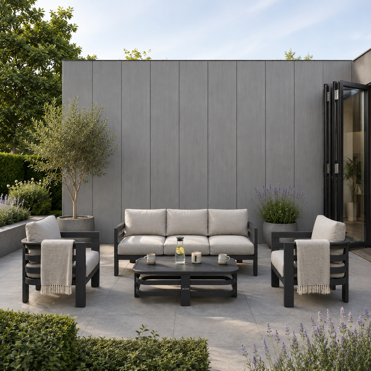WPC Flat Wall Panels | Outdoor | 236cm x 40.5cm | 5 Pack | Ash Grey