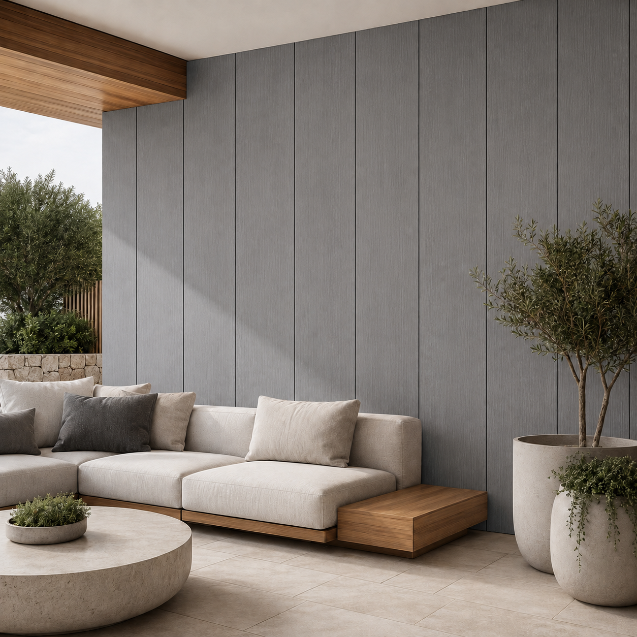 WPC Flat Wall Panels | Outdoor | 236cm x 40.5cm | 5 Pack | Ash Grey