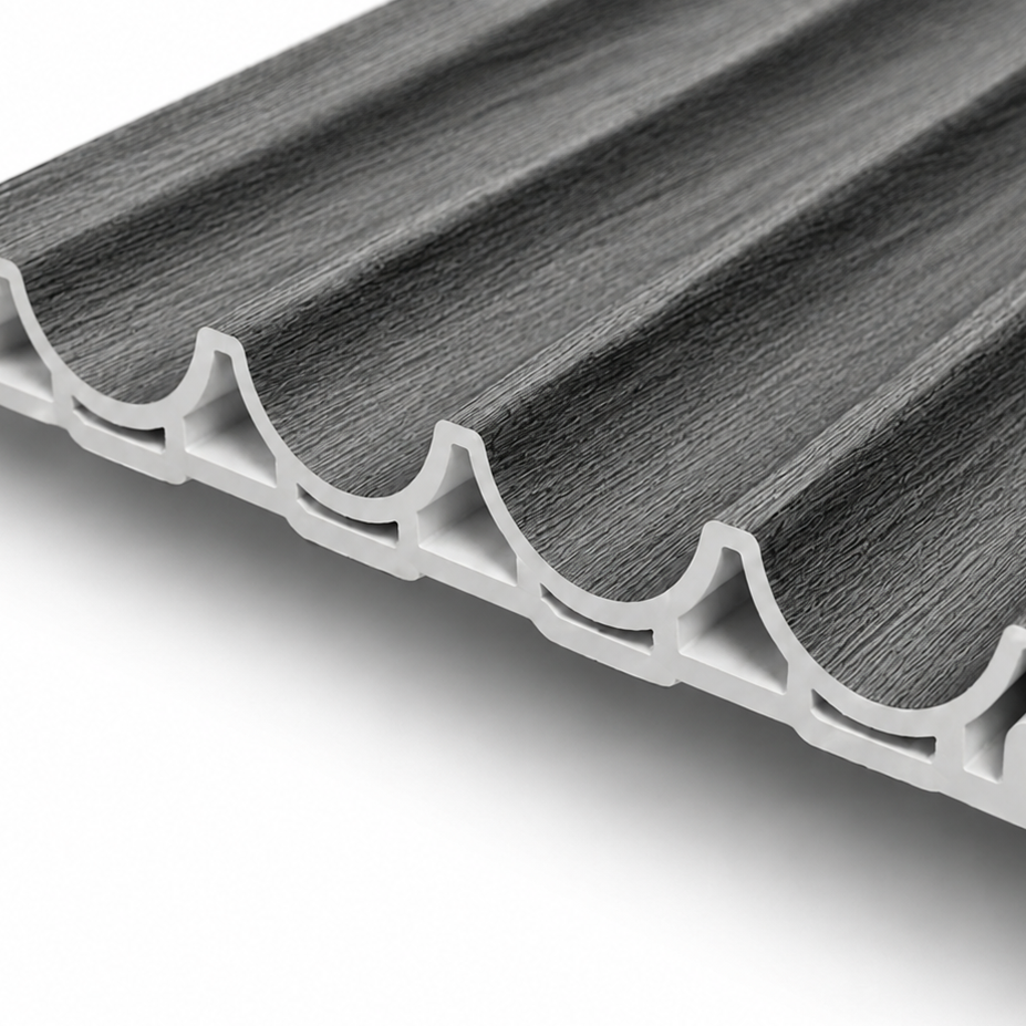 WPC 3D Wave Wall Panels | Indoor | 235cm x 15.9cm | 10 Pack | Ash Grey