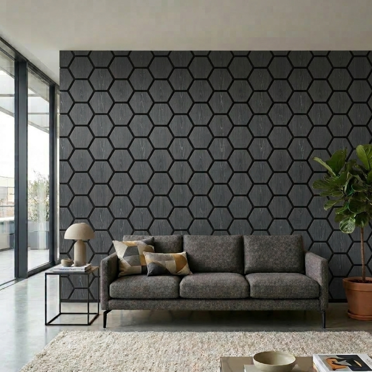 Hexagonal Acoustic Wall Panels | 700mm x 570mm | Dark Grey x 1 Panel