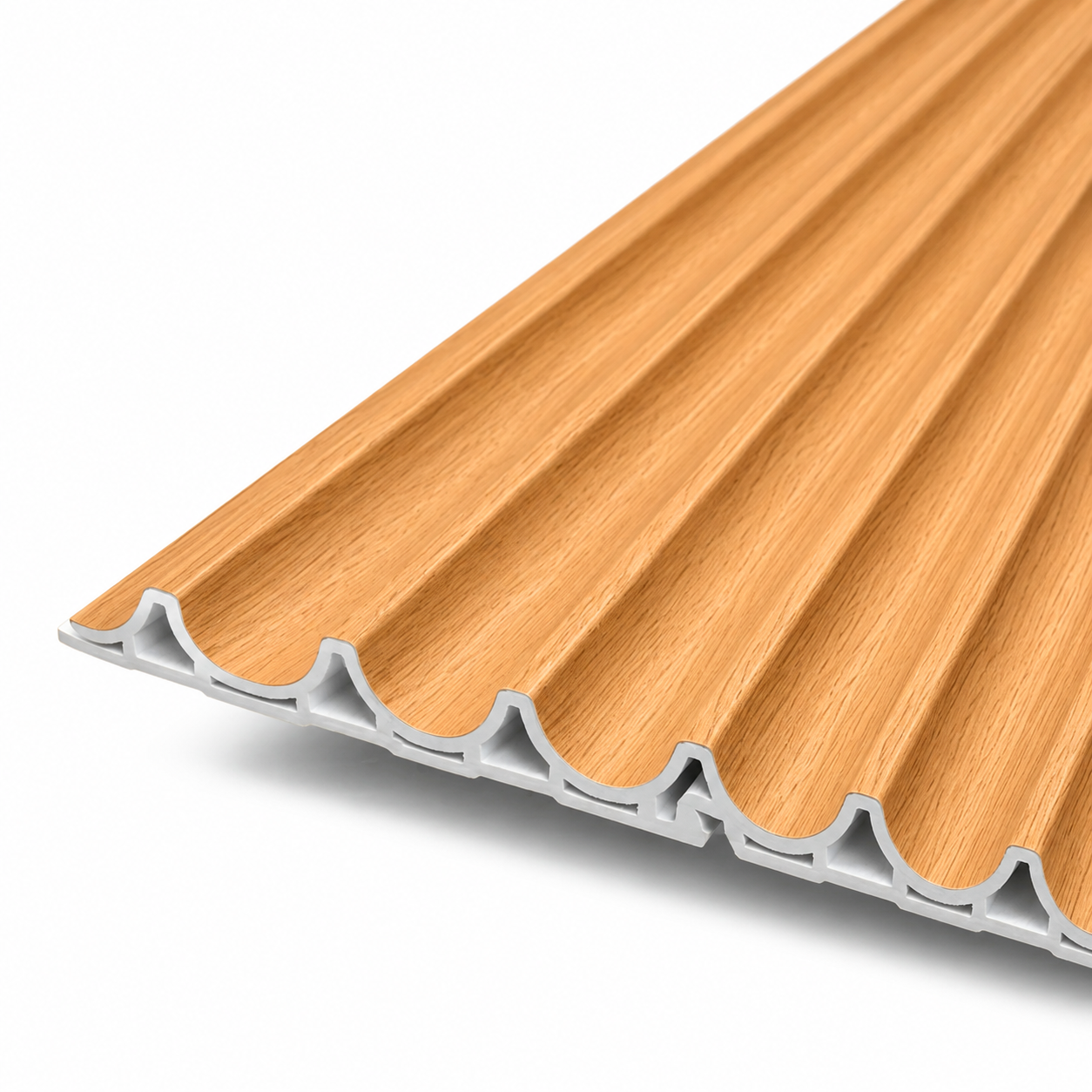 WPC 3D Wave Wall Panels | Outdoor | 235cm x 15.9cm | 10 Pack | Light Oak
