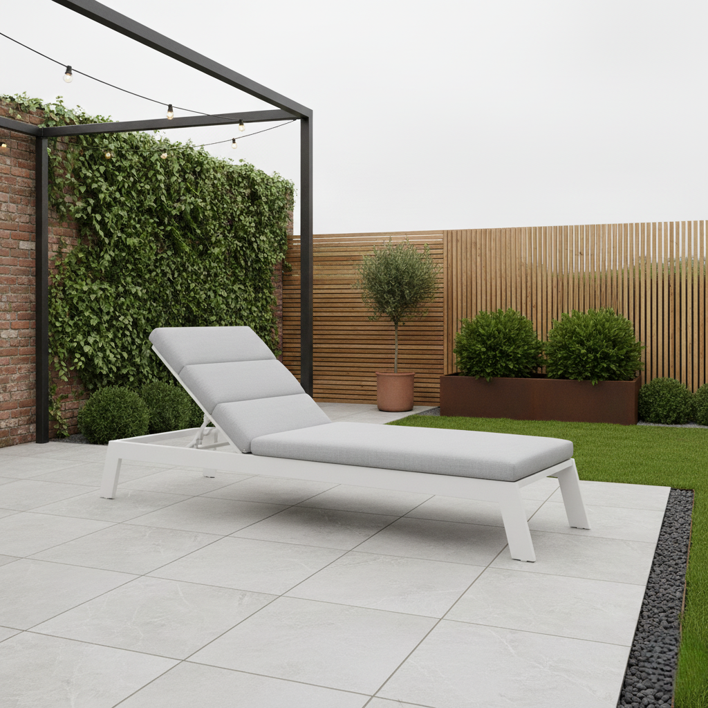 The Prestbury Premium Aluminium Sun Lounger – Charcoal Black & Slate Grey