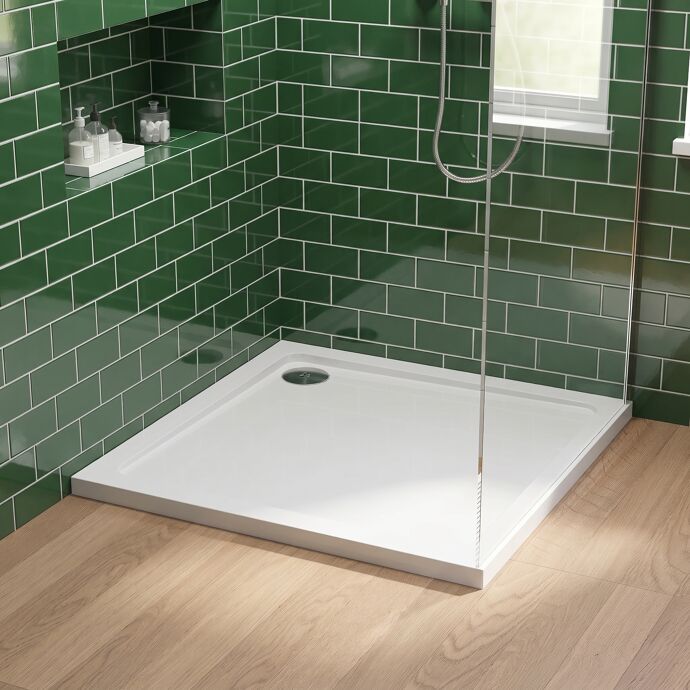 Nuie Pearlstone NTP015 Gloss White square shower tray – manufacturer additional image