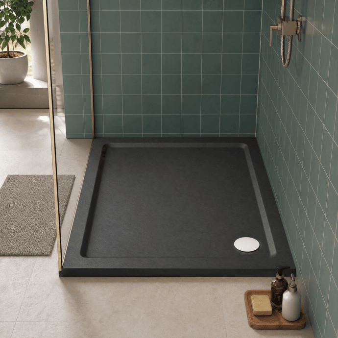 Nuie Pearlstone TR71015 Slate Grey square shower tray – manufacturer additional image