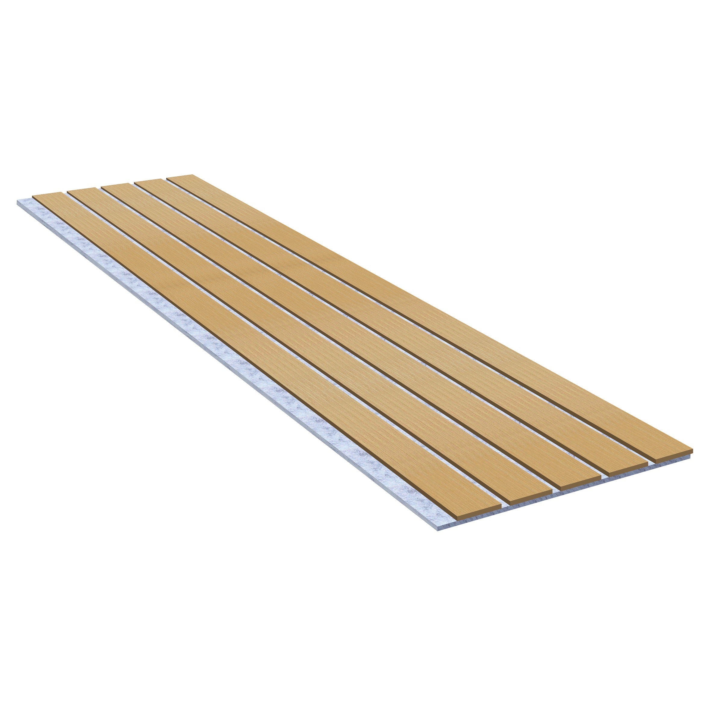 Acoustic Slat Wall Panels | Premium UltraWide Slats | 240cm x 60cm | Light Oak With Silver