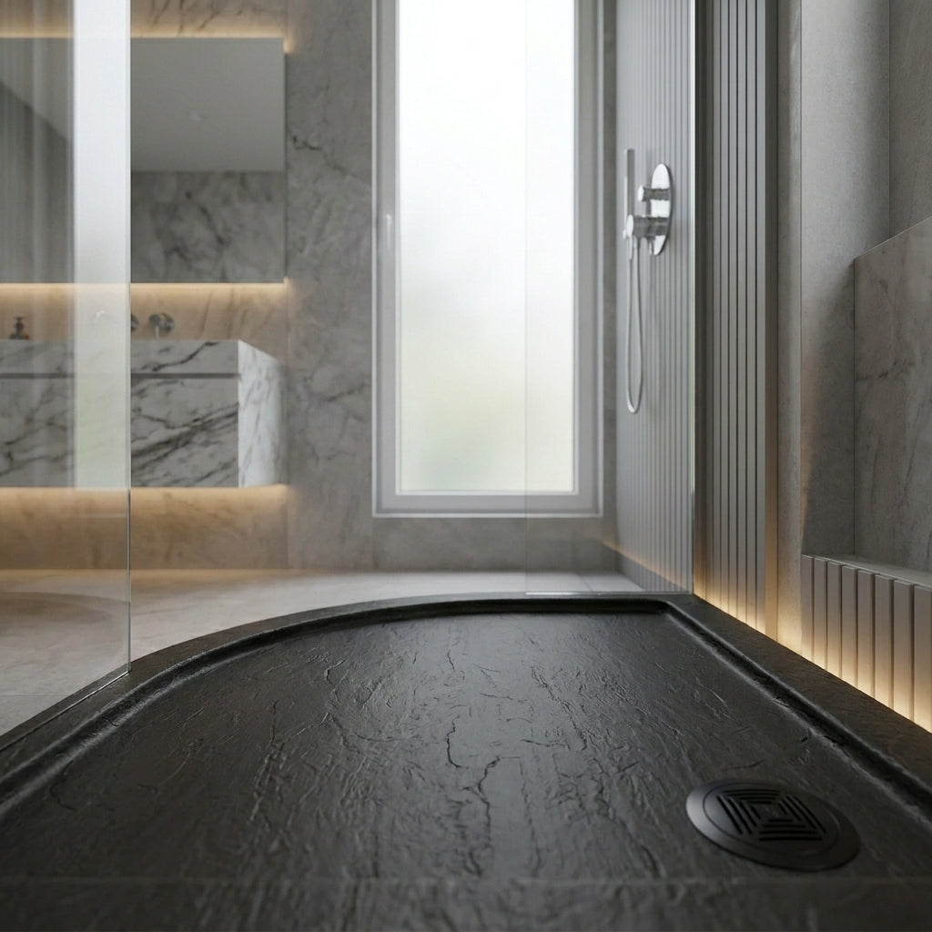 Aquadart Slate Shower Tray 800x800 Quad - Black