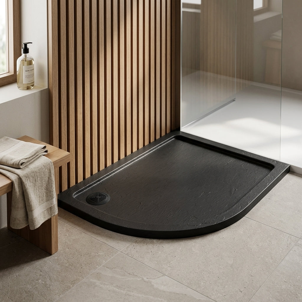 Aquadart Slate Shower Tray 1200x800 QuadLH Black