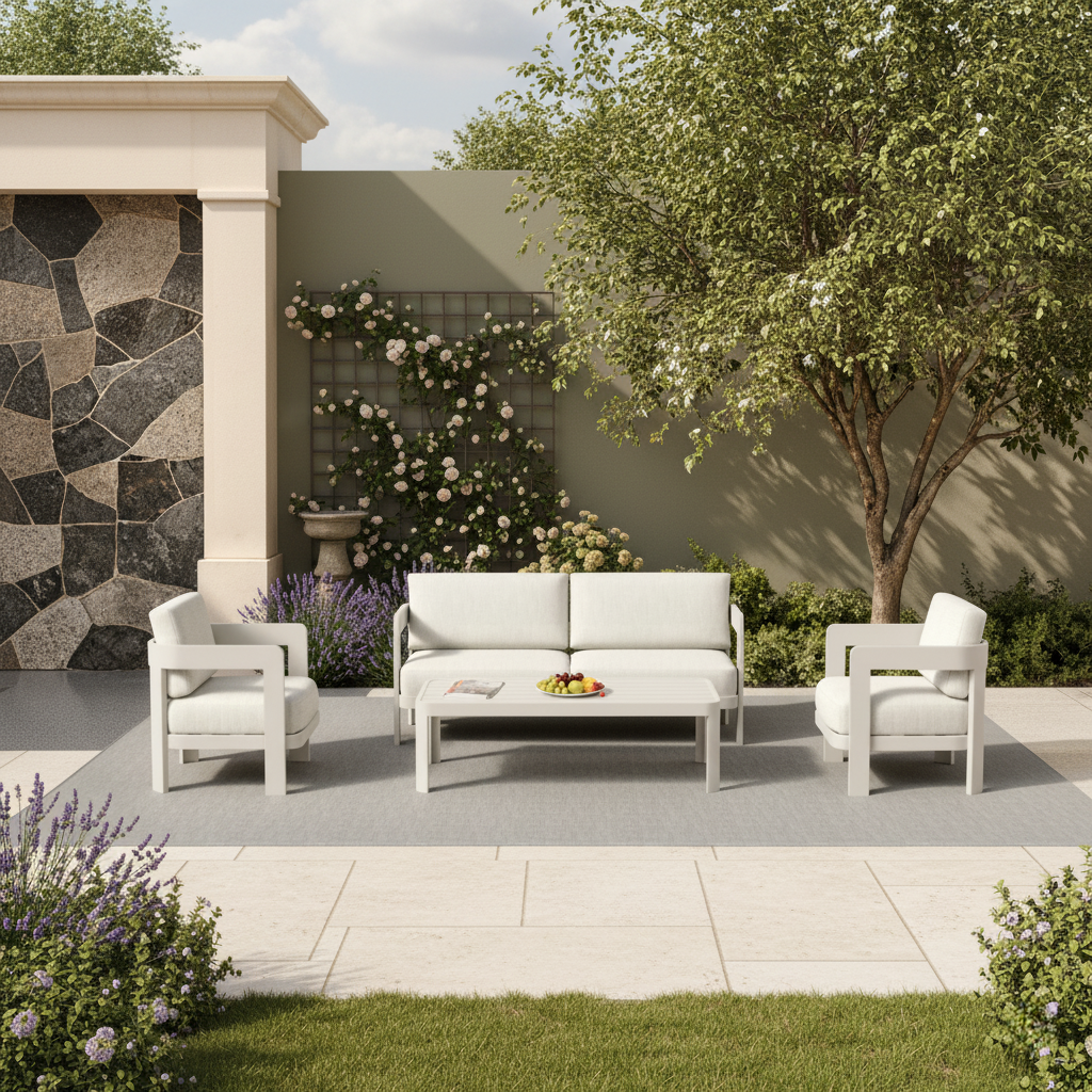 The Bowdon Premium 5-Seater Aluminium Lounge Set with Coffee Table – Architectural Taupe