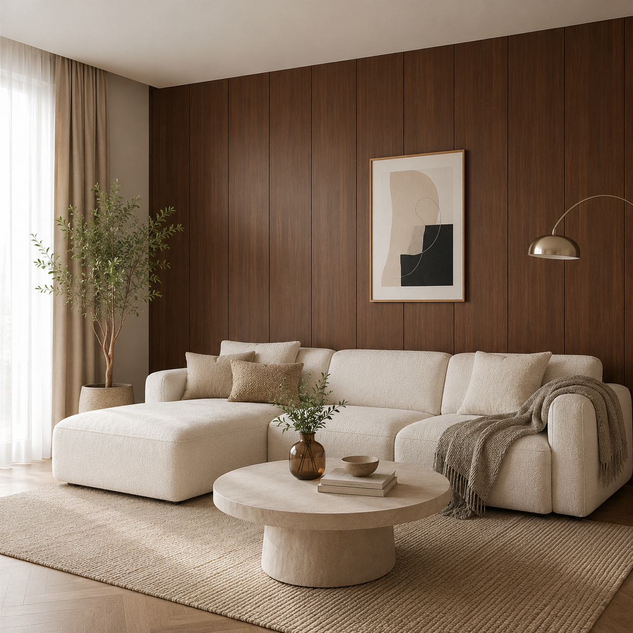 WPC Flat Wall Panels | Indoor | 236cm x 40.5cm | 5 Pack | Walnut