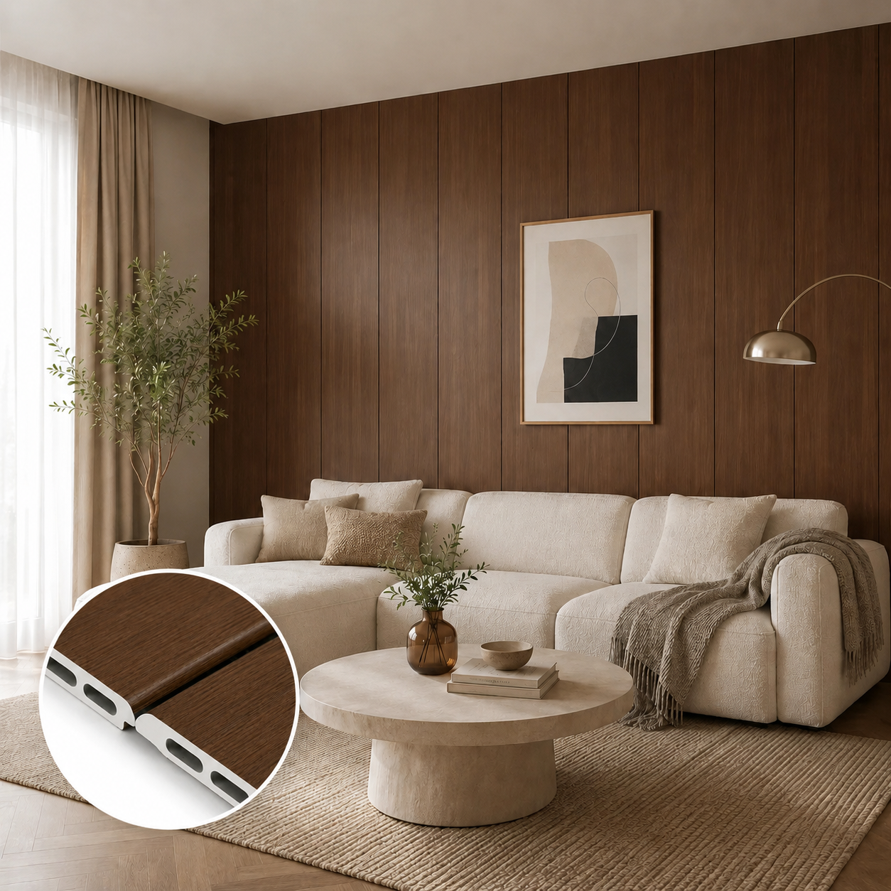 WPC Flat Wall Panels | Indoor | 236cm x 40.5cm | 5 Pack | Walnut