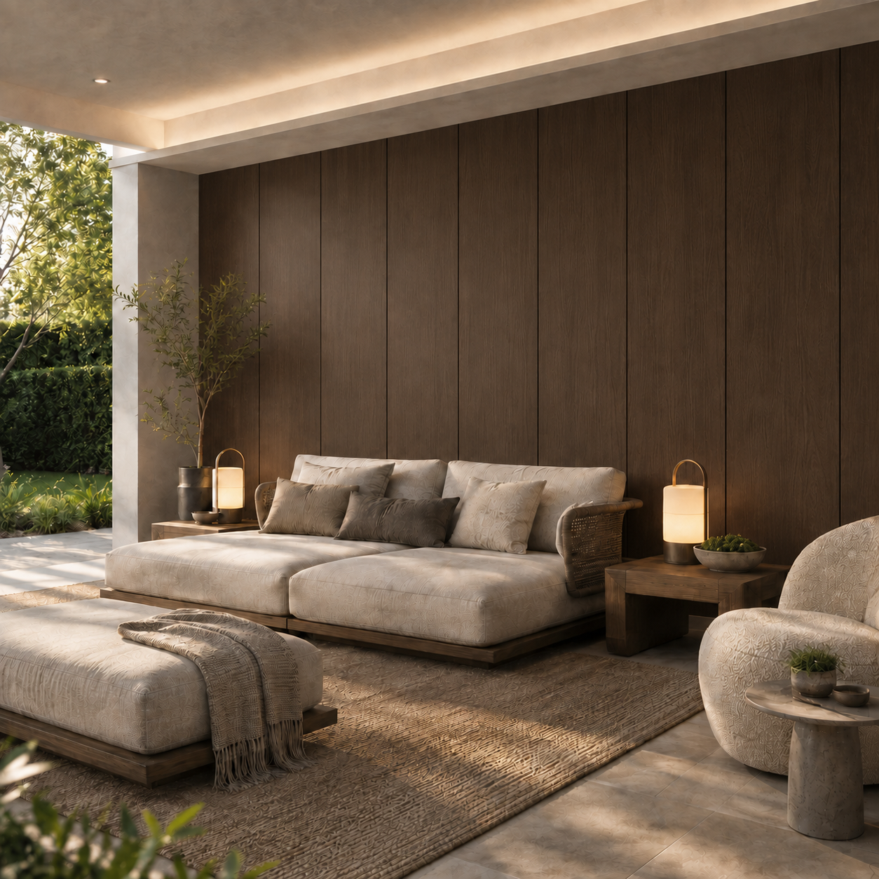 WPC Flat Wall Panels | Outdoor | 236cm x 40.5cm | 5 Pack | Walnut