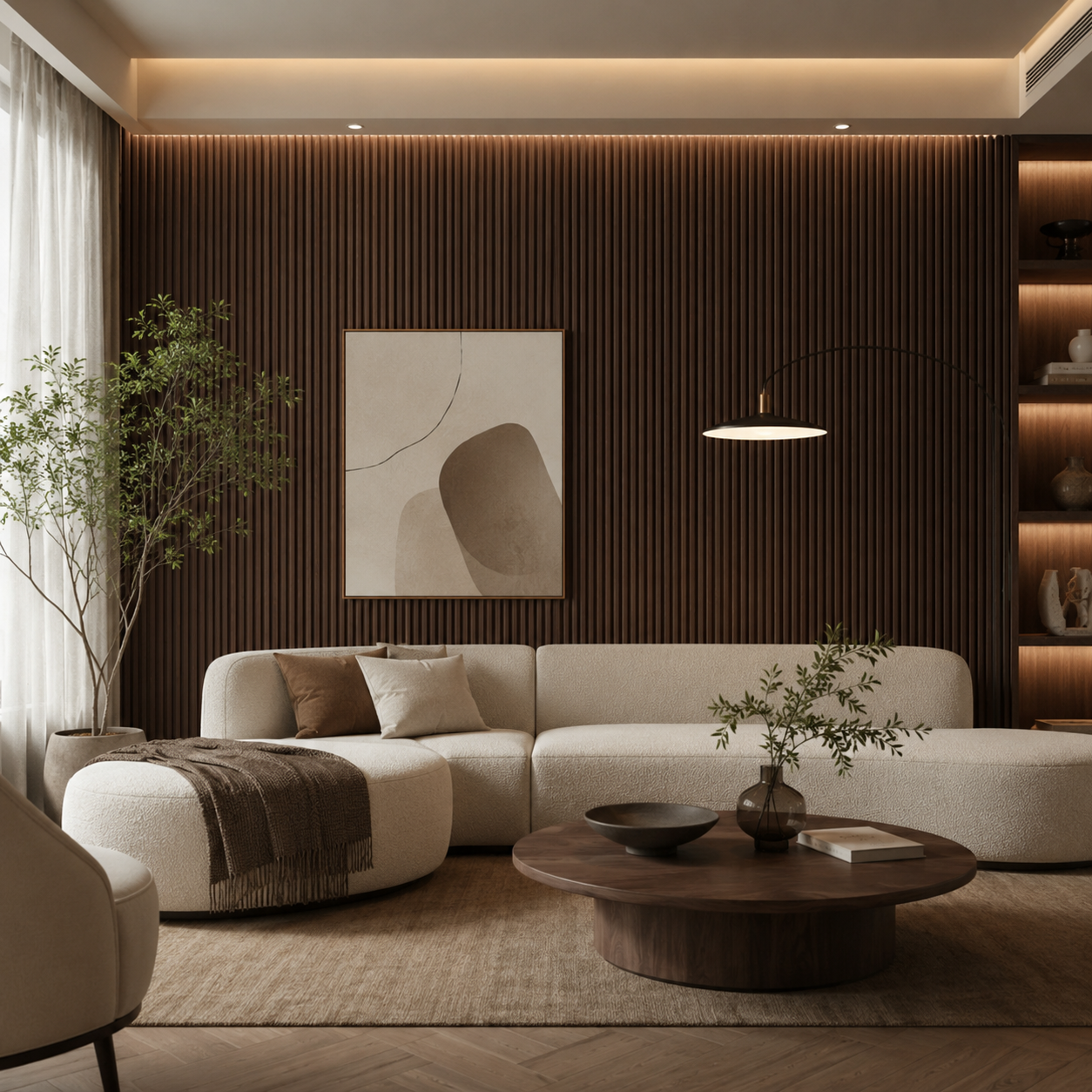 WPC 3D Wave Wall Panels | Indoor | 235cm x 15.9cm | 10 Pack | Walnut