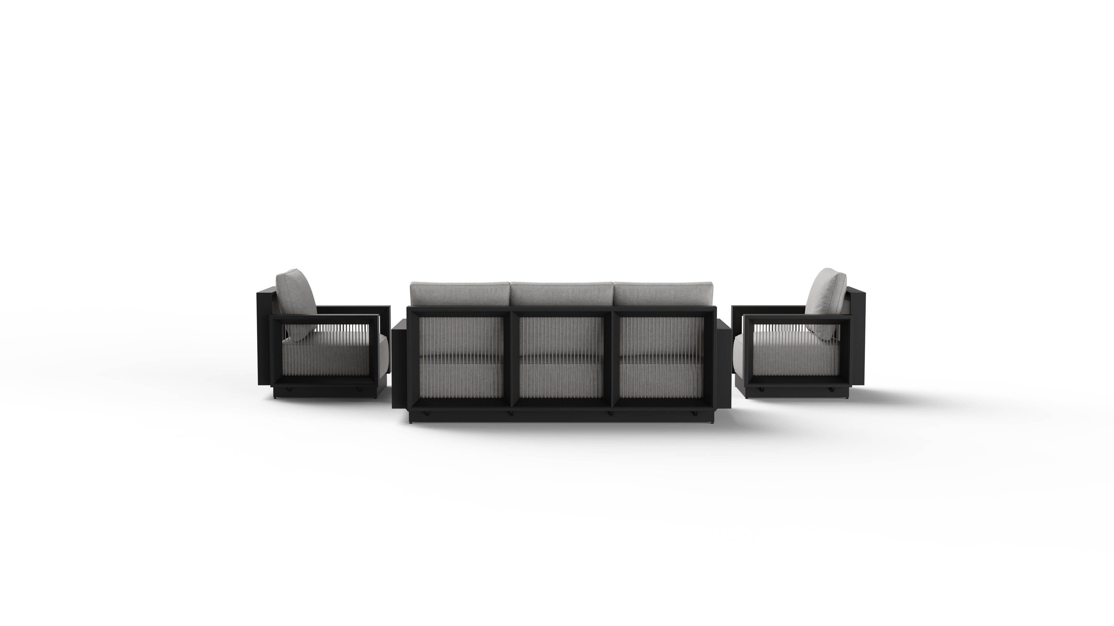 The Didsbury Premium 5-Seater Aluminium Lounge Set with Coffee Table – Onyx Black & Light Grey