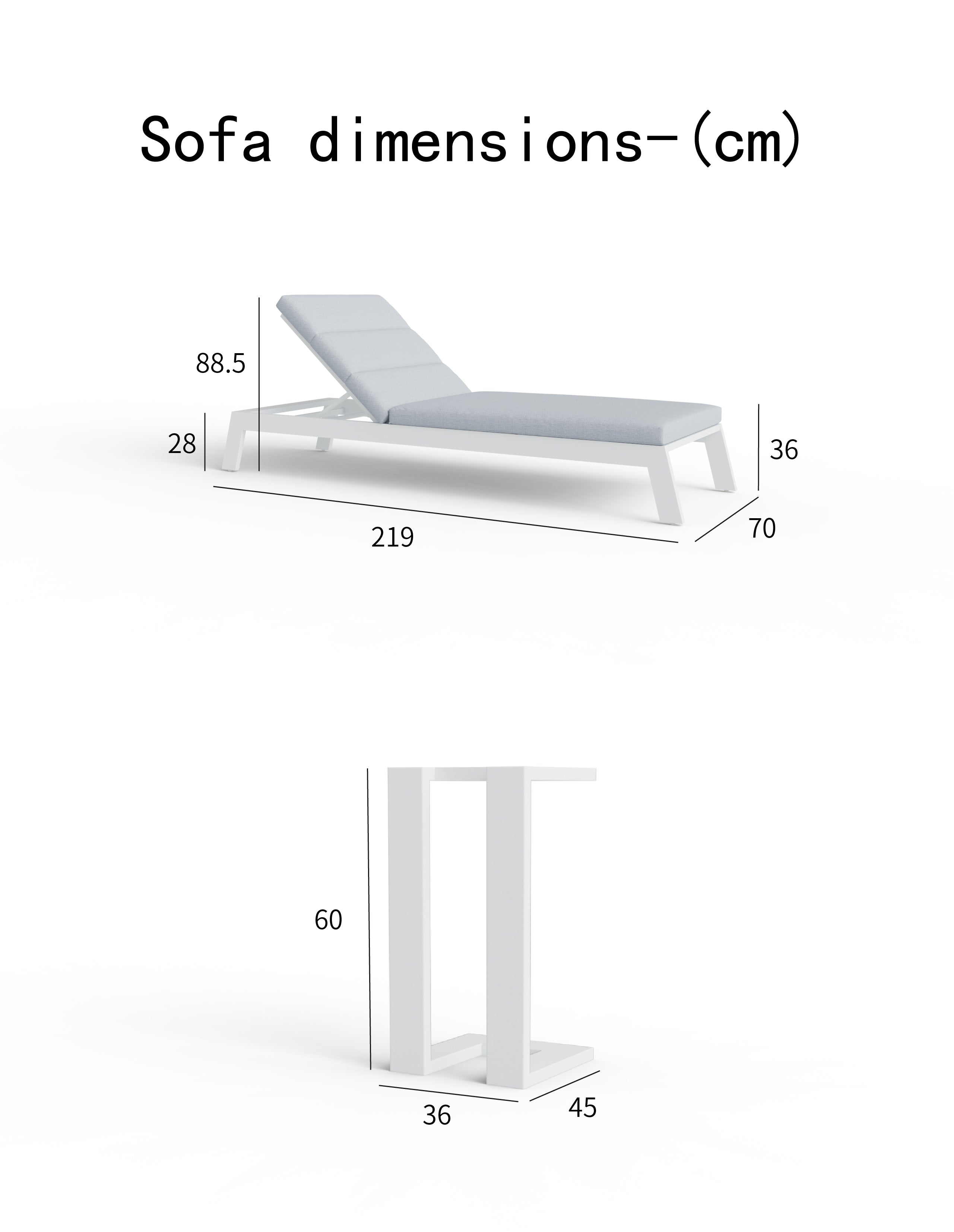 The Prestbury Premium Aluminium Sun Lounger with Side Table – Charcoal Black & Slate Grey