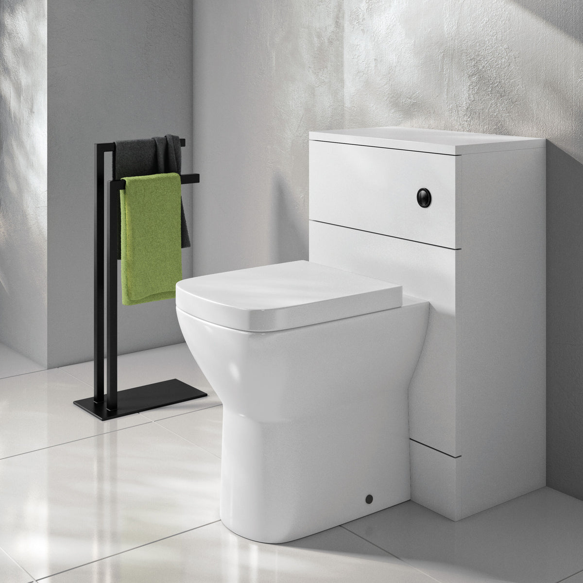 Halite 500mm Gloss White Floor Standing WC Unit - Lifestyle image