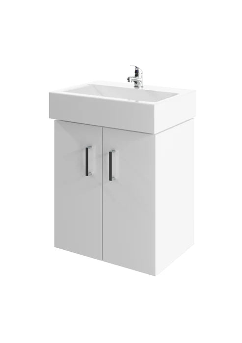 Tite 450mm White Wall Hung 2-Door Vanity Unit & Basin