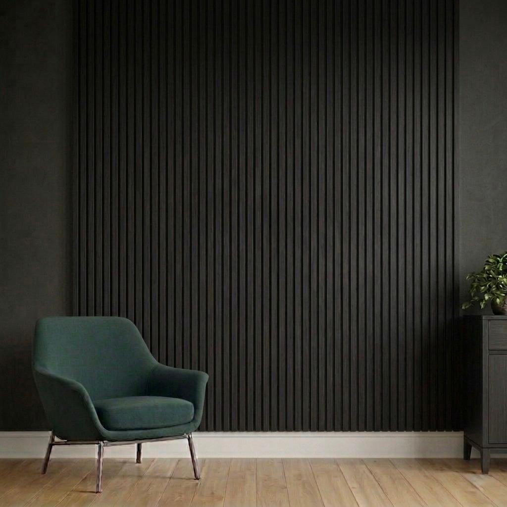 Acoustic Slatted Wall Panel 240 x 60cm - Black x 1 panel