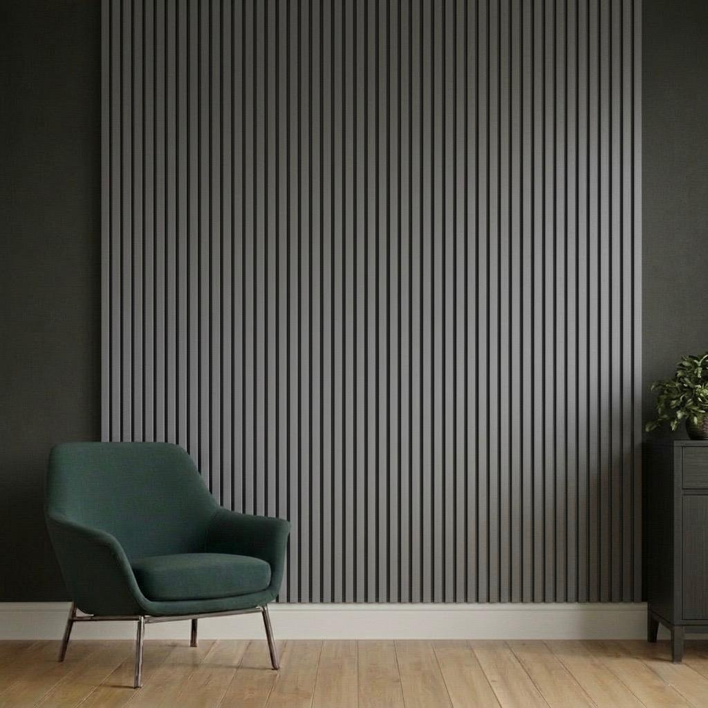Acoustic Slatted Wall Panel 240 x 60cm - Light Grey x 1 panel