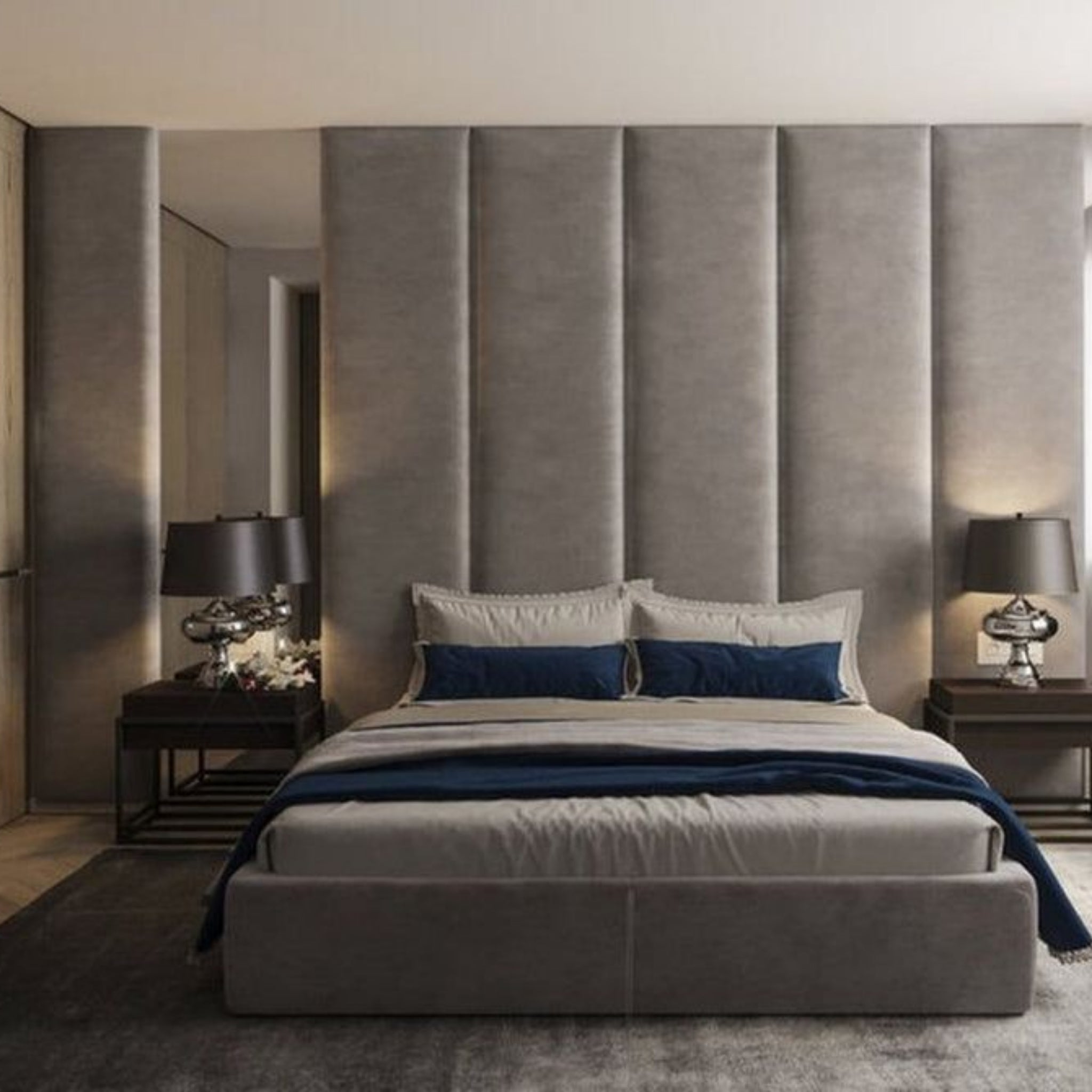 The Lux© Plush Buckingham Panels Luxury Fabric Wall Panelling