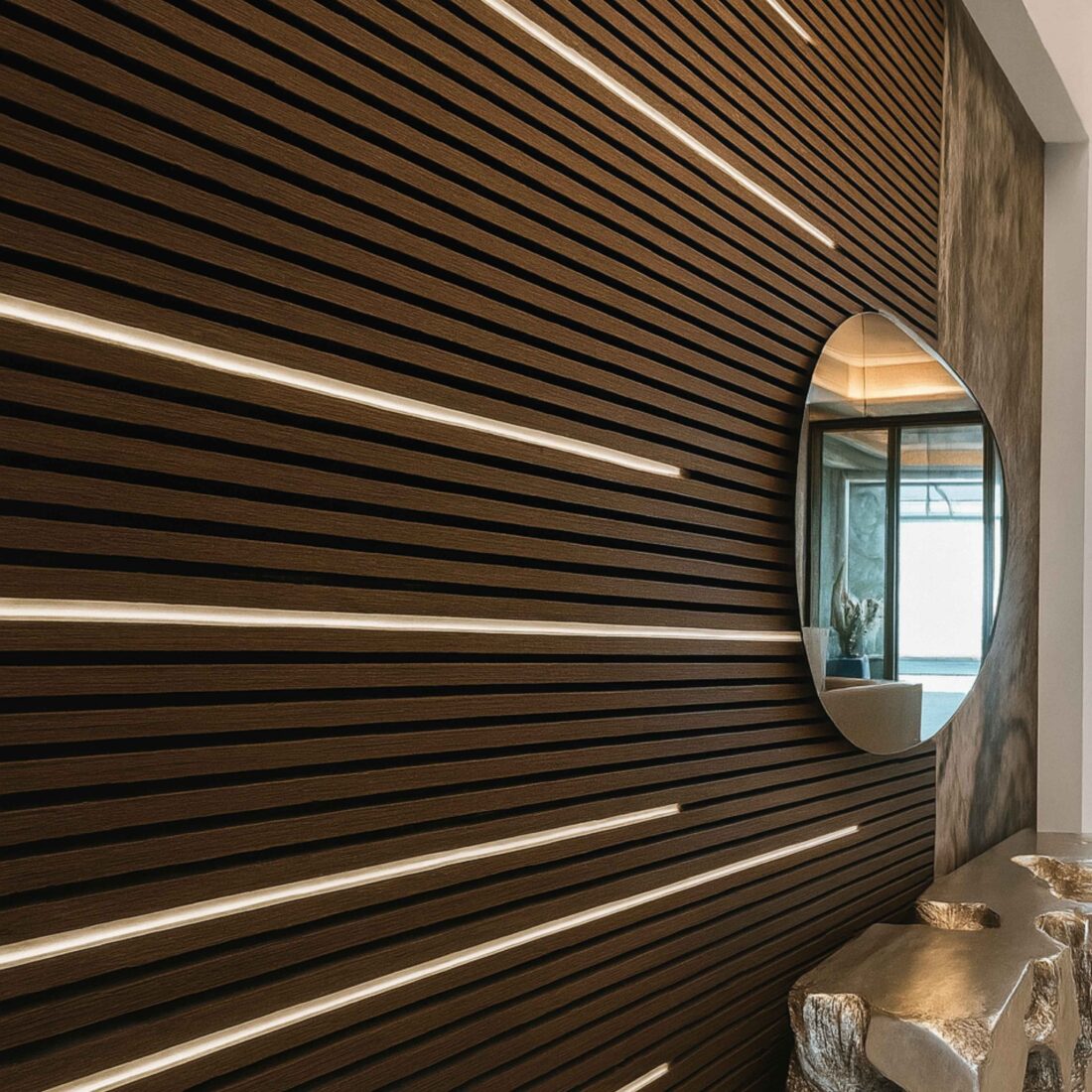 Acoustic Slatted Wall Panel 240 x 60cm - Walnut x 1 panel
