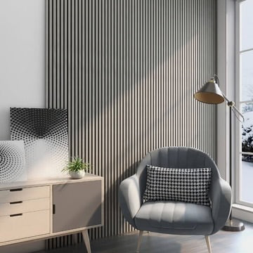 Acoustic Slatted Wall Panel 240 x 60cm - Dark Grey x 1 panel