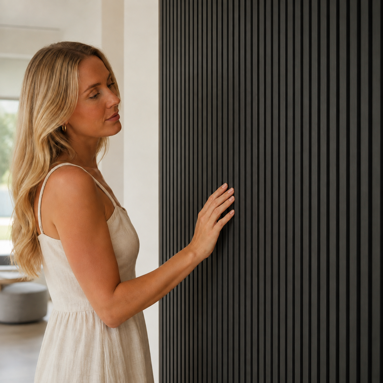 Acoustic Slatted Wall Panel 2400mm x 600mm - Black x 1 panel