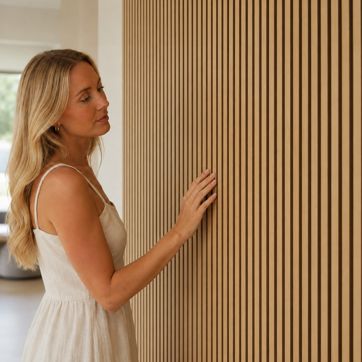 Acoustic Slatted Wall Panel 2400mm x 600mm - Canadian Teak Oak x 1 panel