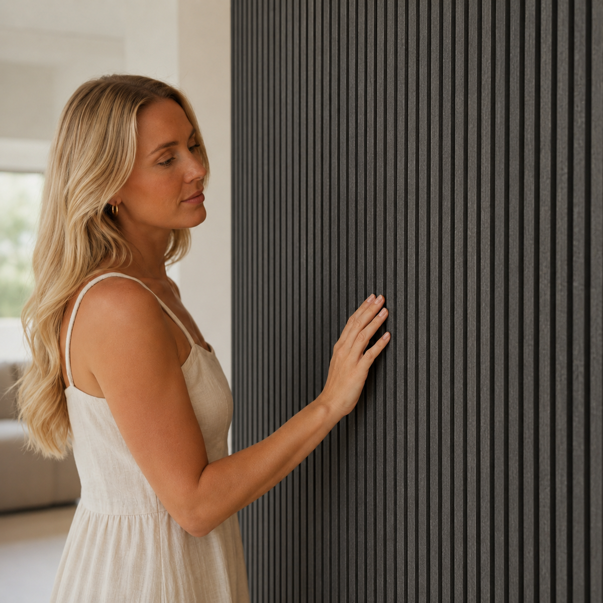 Acoustic Slatted Wall Panel 2400mm x 600mm - Dark Grey x 1 panel