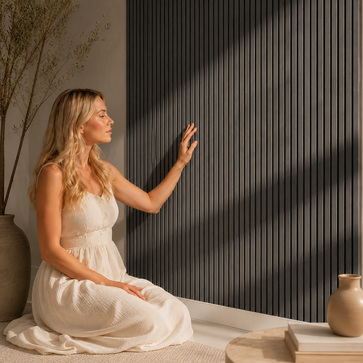 Acoustic Slatted Wall Panel 2400mm x 600mm - Dark Metallic Grey x 1 panel