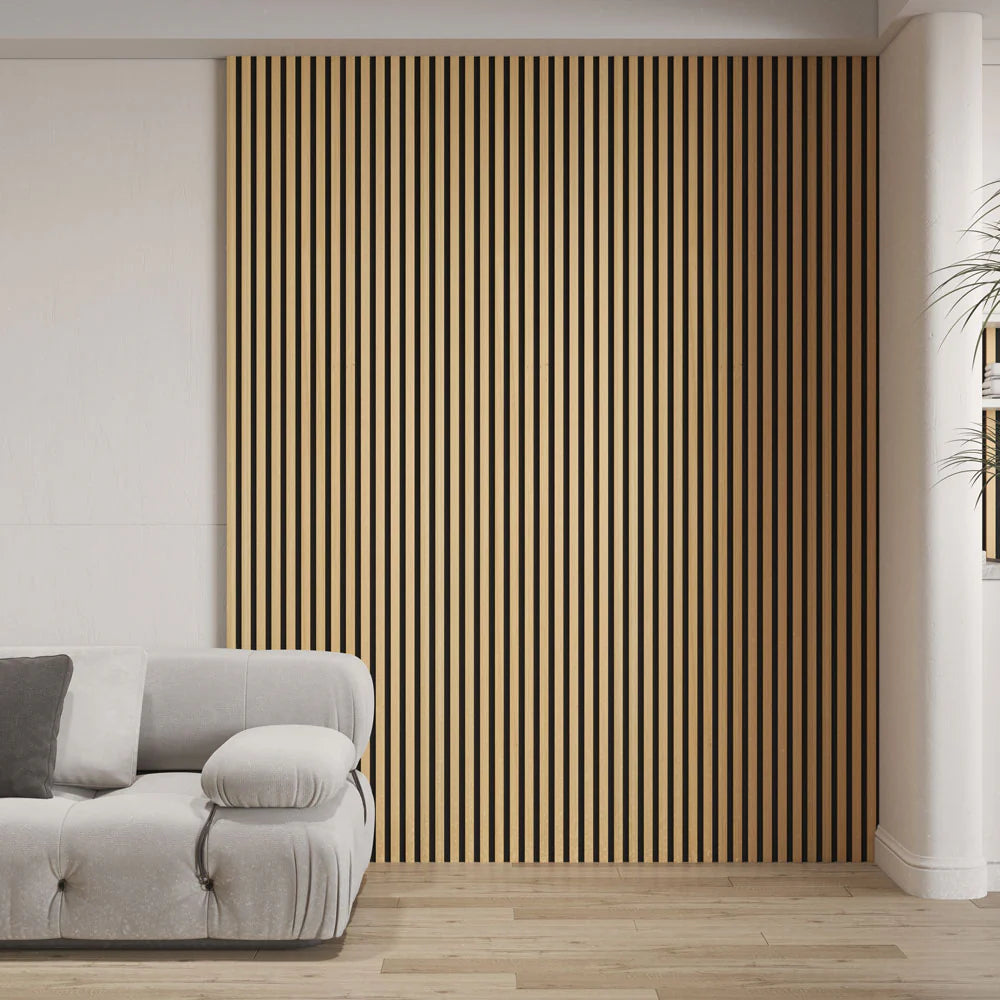 244cm x 60cm MDF Premium Acoustic Wall Panel Light Oak
