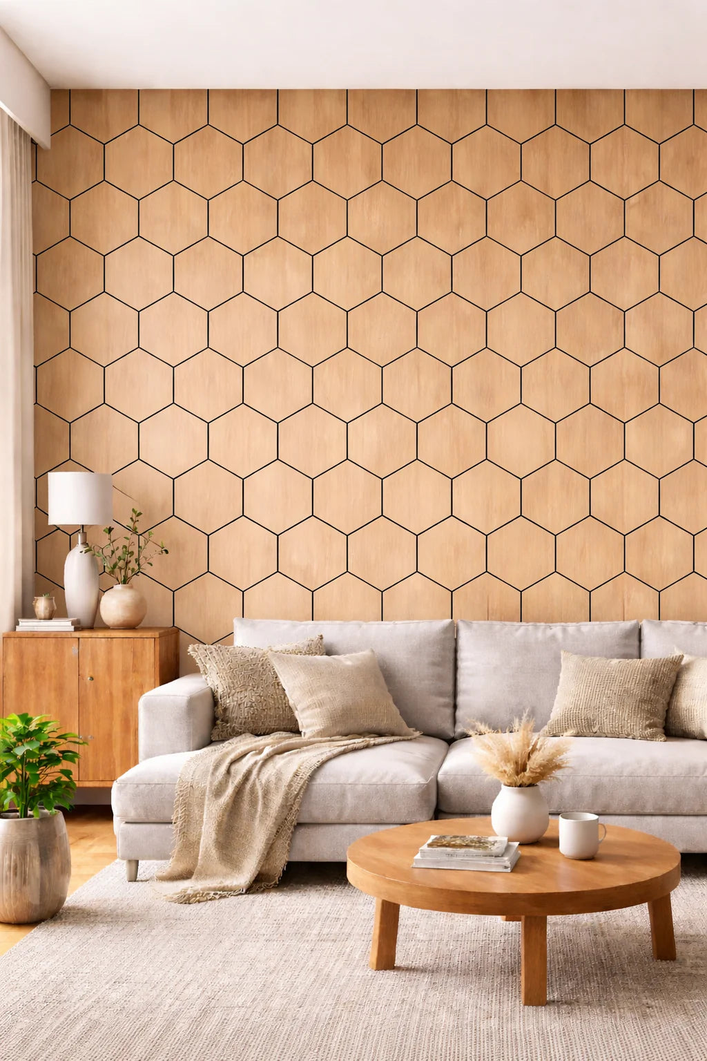 Hexagonal Acoustic Wall Panels | 700mm x 570mm | Light Oak x 1 panel