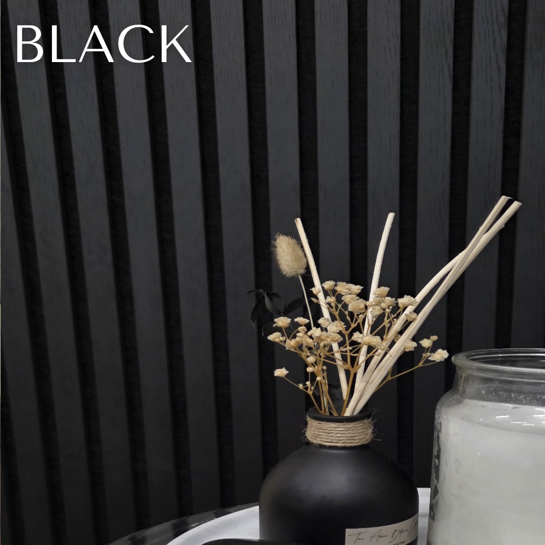 Pack Of 2 Acoustic Slatted Wall Panels 240 x 60cm - Black