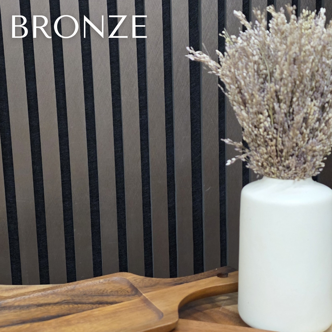 Pack Of 2 Acoustic Slatted Wall Panels 240 x 60cm - Bronze