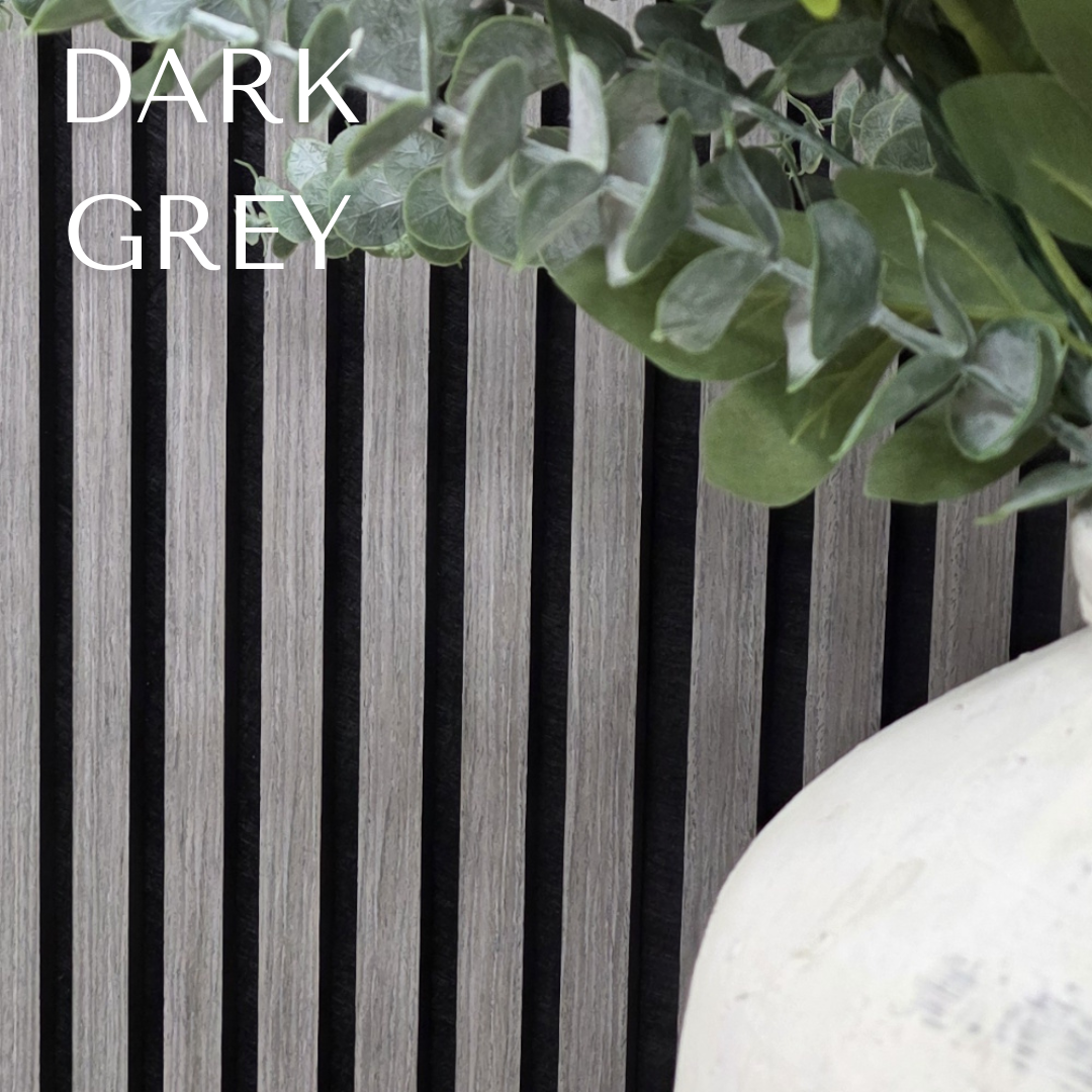 Pack Of 2 Acoustic Slatted Wall Panels 240 x 60cm - Dark Grey