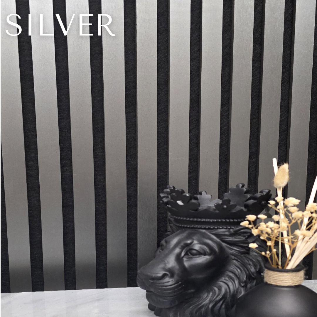Pack Of 2 Acoustic Slatted Wall Panels 240 x 60cm - Silver